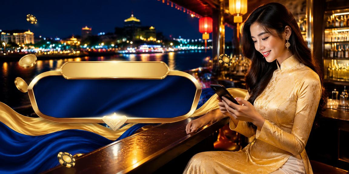 Phụ nữ mặc áo dài trải nghiệm casino di động bên dòng sông Mekong